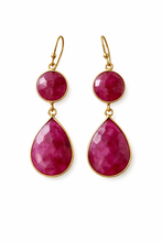 Load image into Gallery viewer, India Double gemstone drop earrings