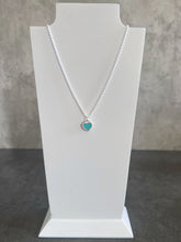 Load image into Gallery viewer, Turquoise Blue /Baby Pink Heart Sterling Silver Necklace