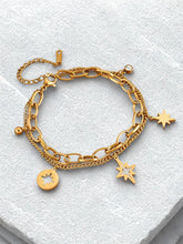Load image into Gallery viewer, Multi Charm Double Row Stainless Steel bracelet