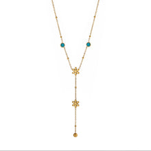 Load image into Gallery viewer, Crystal & Flower Droplet Lariat Necklace