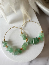 Load image into Gallery viewer, Gemstone Chip Beaded Stainless Steel 40mm Hoop Earrings
