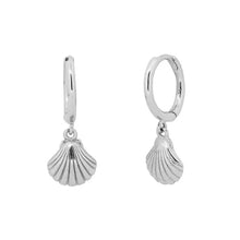 Load image into Gallery viewer, Seashell Charm huggie hoop earrings