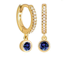 Load image into Gallery viewer, Crystal Drop Round Gem Huggie Hoop Earrings