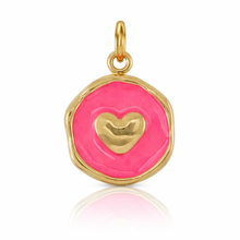 Load image into Gallery viewer, Irregular disc enamel heart charm - 2 colours
