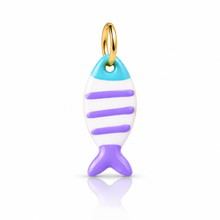 Load image into Gallery viewer, Large stripy ceramic fish charm pendants - colourful & fun - 7 colours