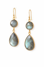 Load image into Gallery viewer, India Double gemstone drop earrings