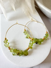 Load image into Gallery viewer, Gemstone Chip Beaded Stainless Steel 40mm Hoop Earrings