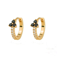 Load image into Gallery viewer, Crystal Trefoil Flower Huggie Hoop Earrings