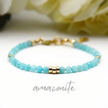 Load image into Gallery viewer, Gemstone and 14k Gold Filled Dainty Bracelet
