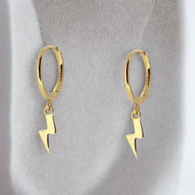 Load image into Gallery viewer, Lightning Bolt huggie hoop earrings