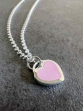 Load image into Gallery viewer, Turquoise Blue /Baby Pink Heart Sterling Silver Necklace