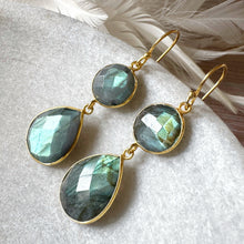 Load image into Gallery viewer, India Double gemstone drop earrings