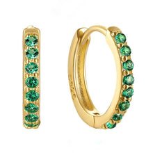 Load image into Gallery viewer, Crystal Coloured Stone Plain Huggie hoop earrings