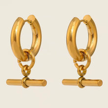 Load image into Gallery viewer, T Bar Super Chunky Stainless Steel Huggie Earrings