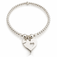 Load image into Gallery viewer, Double heart Sterling Silver beaded bracelet