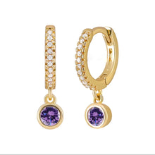Load image into Gallery viewer, Crystal Drop Round Gem Huggie Hoop Earrings