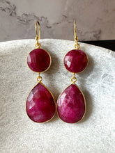 Load image into Gallery viewer, India Double gemstone drop earrings