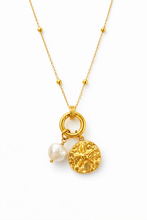 Load image into Gallery viewer, Sand Dollar & Freshwater Pearl Gold Plated Stainless Steel necklace