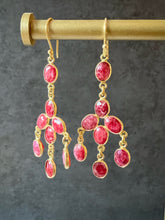 Load image into Gallery viewer, Idha Chandelier 8 gem cascading Earrings
