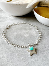 Load image into Gallery viewer, Sterling Silver Chain Bracelet with Star and Mini Heart Charms