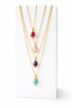 Load image into Gallery viewer, Dainty Teardrop Gemstone Pendant Gold Fill Necklace
