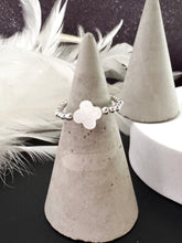 Load image into Gallery viewer, Mother of Pearl Clover Beaded Stretch Ring