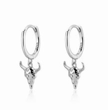 Load image into Gallery viewer, Buffalo Head Charm Huggie Hoop earrings