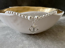 Load image into Gallery viewer, Sterling Silver Anchor charm Ball Bracelet