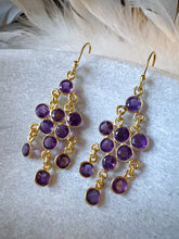 Load image into Gallery viewer, Inika Chandelier 10 gem cascading Earrings
