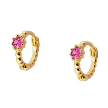 Load image into Gallery viewer, Crystal Gem Bobble Bead Huggie Hoop Earrings
