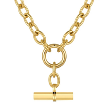 Load image into Gallery viewer, Super Chunky T Bar Gold Plated Stainless Steel necklace