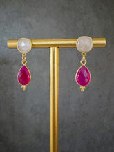 Load image into Gallery viewer, Teardrop double gemstone earrings