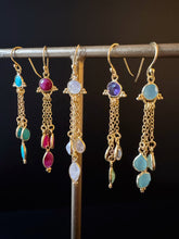 Load image into Gallery viewer, Isha Dainty Gemstone Chain Drop Earrings