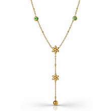 Load image into Gallery viewer, Crystal & Flower Droplet Lariat Necklace