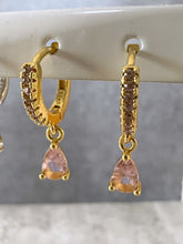 Load image into Gallery viewer, Crystal teardrop huggie hoop earrings