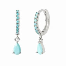 Load image into Gallery viewer, Crystal teardrop huggie hoop earrings