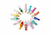 Load image into Gallery viewer, Mini colourful stripy fish charm - 14 colours