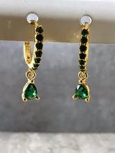 Load image into Gallery viewer, Crystal teardrop huggie hoop earrings