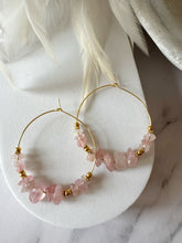 Load image into Gallery viewer, Gemstone Chip Beaded Stainless Steel 40mm Hoop Earrings