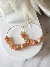 Load image into Gallery viewer, Gemstone Chip Beaded Stainless Steel 40mm Hoop Earrings