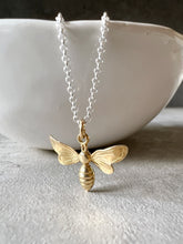 Load image into Gallery viewer, Large Bee Sterling Silver Necklace