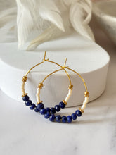 Load image into Gallery viewer, Colourful Agate and Miyuki Beaded Stainless Steel 30mm Hoop Earrings