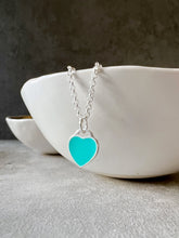 Load image into Gallery viewer, Turquoise Blue Heart Sterling Silver Necklace