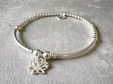 Load image into Gallery viewer, Sterling Silver Lotus Flower Charm Ball Bracelet
