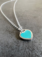 Load image into Gallery viewer, Turquoise Blue /Baby Pink Heart Sterling Silver Necklace
