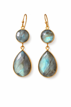 Load image into Gallery viewer, India Double gemstone drop earrings