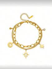 Load image into Gallery viewer, Multi Charm Double Row Stainless Steel bracelet