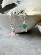 Load image into Gallery viewer, Sterling Silver Chain Bracelet with Star and Mini Heart Charms