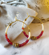 Load image into Gallery viewer, Miyuki Beaded Stainless Steel 30mm Hoop Earrings