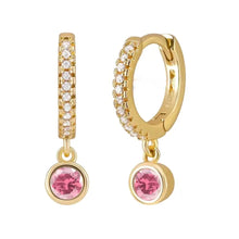 Load image into Gallery viewer, Crystal Drop Round Gem Huggie Hoop Earrings
